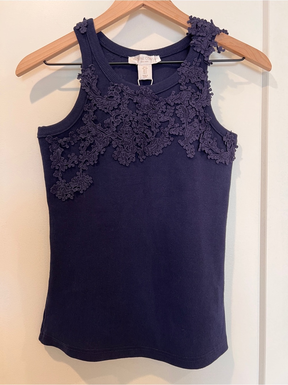 NEW NWT Caroline Constas Appliqué Floral Tank